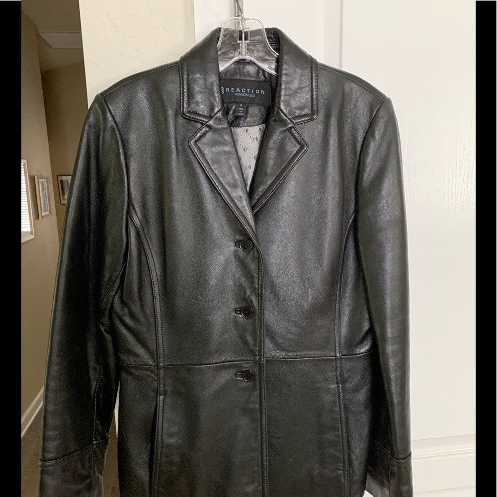 EUC KENNETH COLE REACTION BLACK LEATHER JACKET
